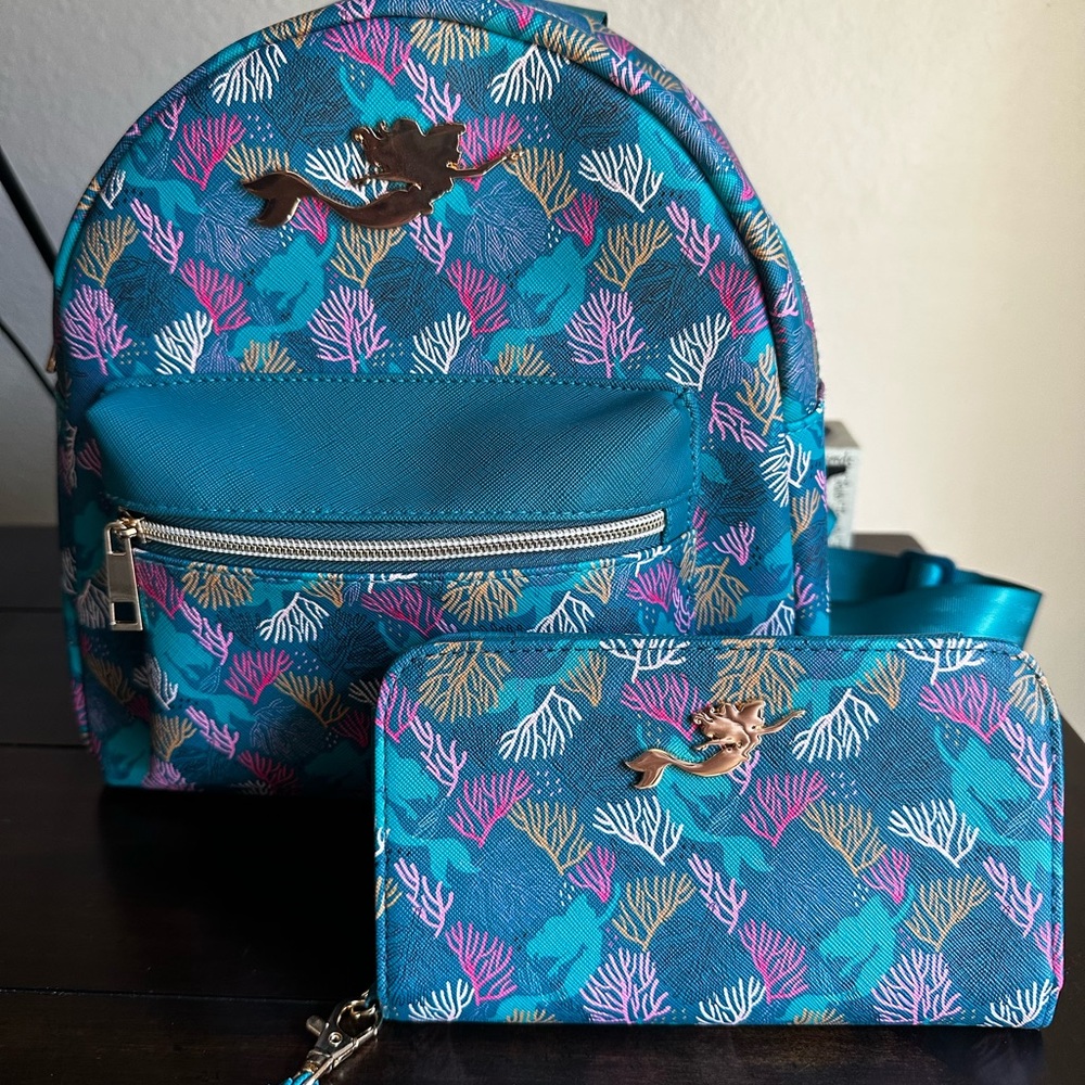 Disney Little Mermaid Backpack And Matching Wallet - Gem